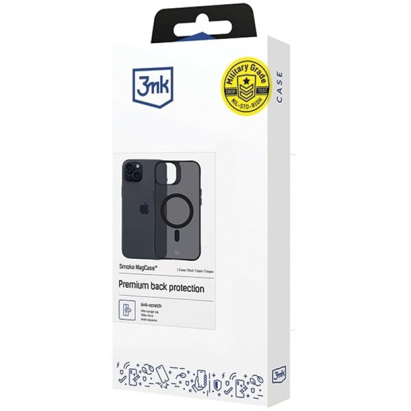 Funda 3MK Smoke MagCase con MagSafe para Apple iPhone 15, semitransparente