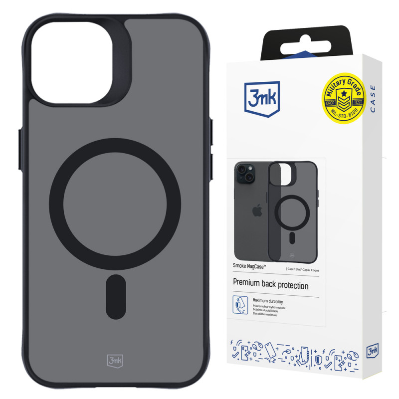 Funda 3MK Smoke MagCase con MagSafe para Apple iPhone 15 Plus, Semitransparente (156048-0)