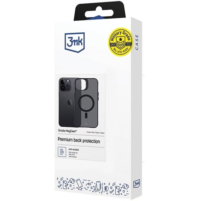 Funda 3MK Smoke MagCase con MagSafe para Apple iPhone 14 Pro, semitransparente
