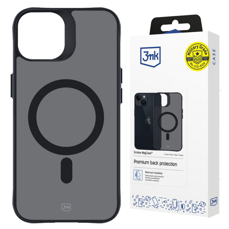 Funda 3MK Smoke MagCase con MagSafe para Apple iPhone 13 / 14, semitransparente