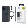 Funda 3MK Satin Armor MagCase con MagSafe para Apple iPhone 15 Plus, Transparente con Marco Negro (156080-0)