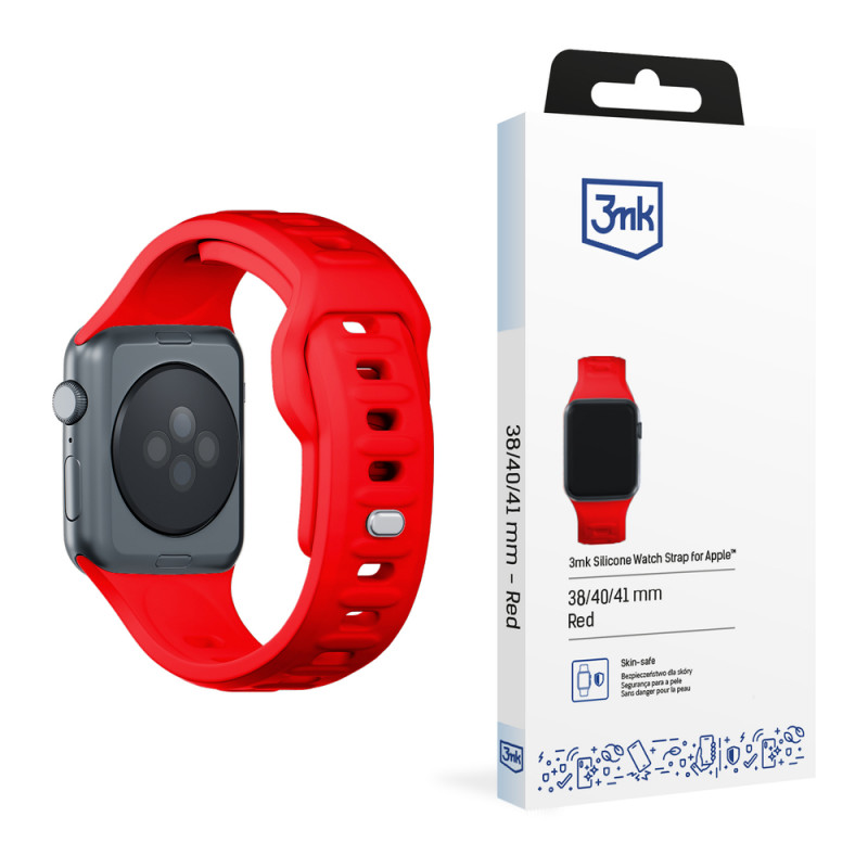 Correa de reloj de silicona 3mk para Apple Watch 38/40/41 mm, roja