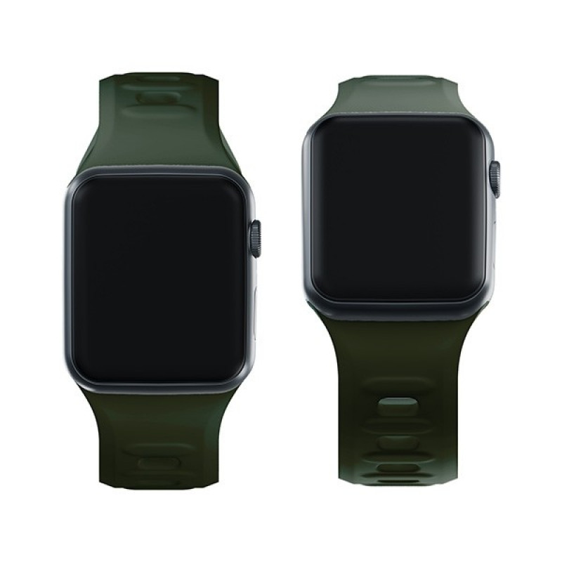 Correa de reloj de silicona 3mk para Apple Watch 42/44/45/49 mm, verde oscuro