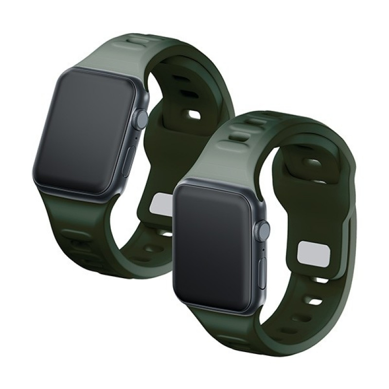 Correa de reloj de silicona 3mk para Apple Watch 42/44/45/49 mm, verde oscuro