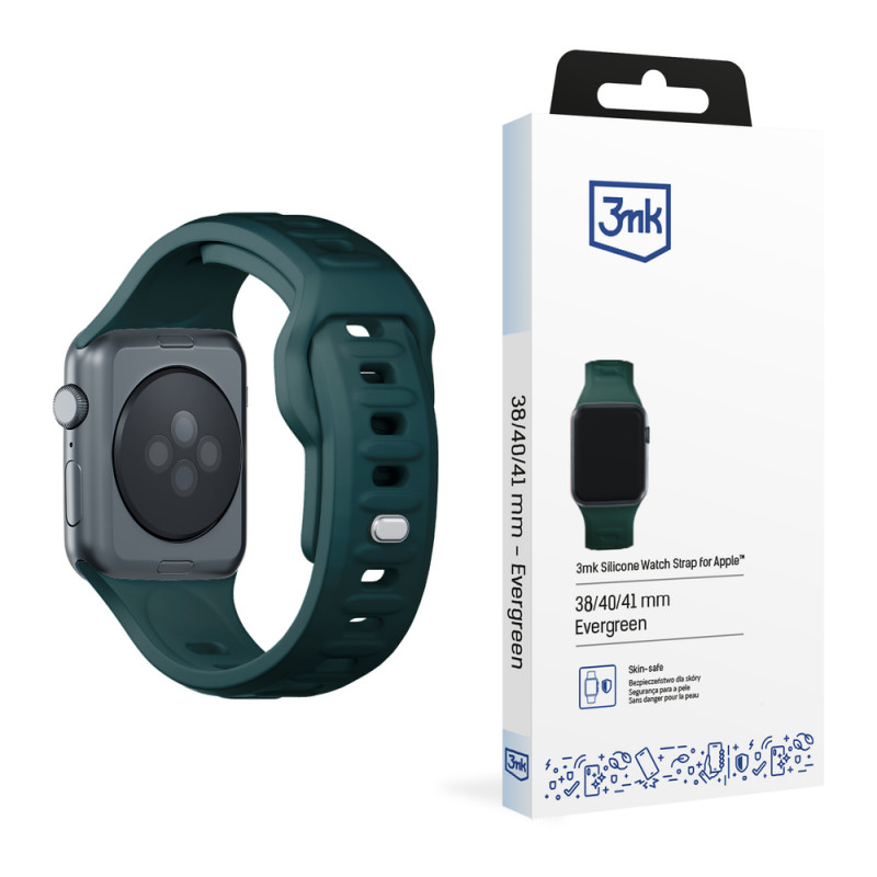 Correa de reloj de silicona 3mk para Apple Watch 42/44/45/49 mm, evergreen