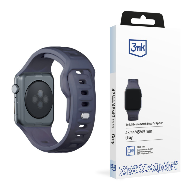 Correa de silicona 3mk para Apple Watch 42/44/45/49 mm, gris