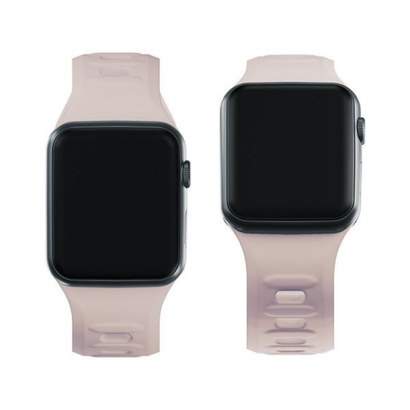 Correa de reloj de silicona 3mk para Apple Watch 42/44/45/49 mm, rosa beige / latte