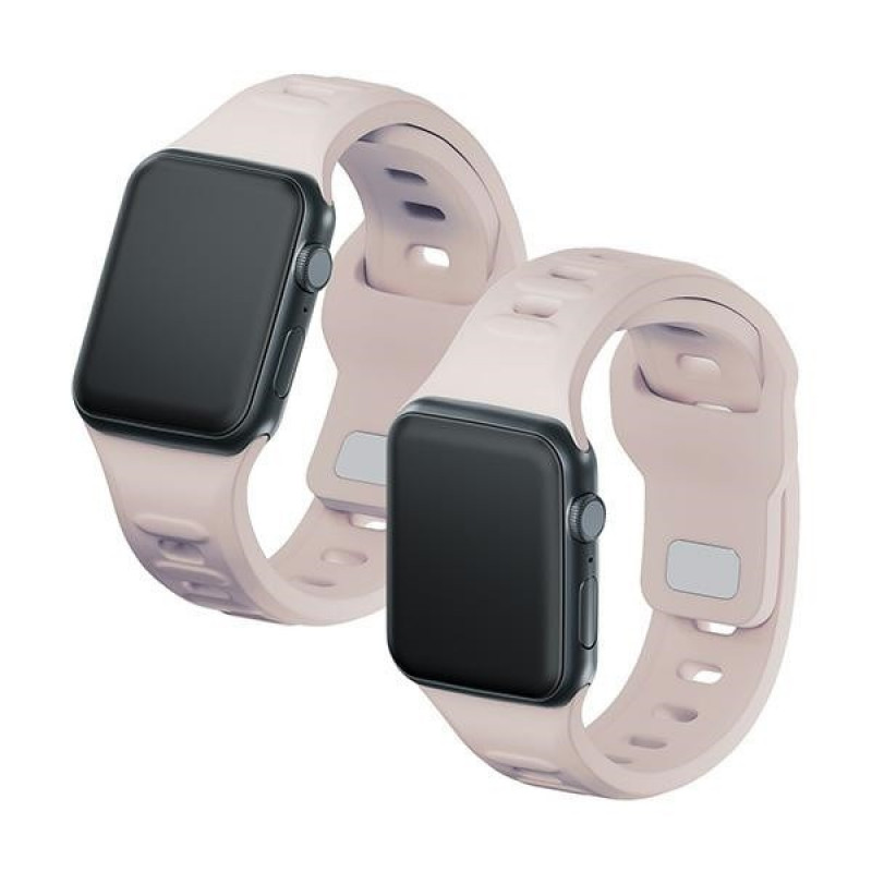 Correa de reloj de silicona 3mk para Apple Watch 42/44/45/49 mm, rosa beige / latte