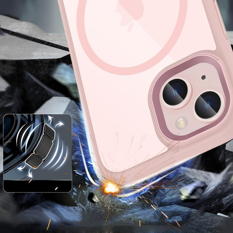 Funda Tech-Protect MagMat MagSafe para Apple iPhone 15, rosa/transparente