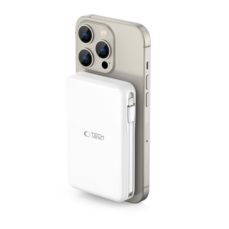 Tech-Protect PB31 LifeMag MagSafe batería externa 10000 mAh, 15 W, blanca