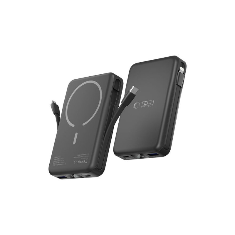 Tech-Protect PB31 LifeMag MagSafe batería externa 10000 mAh, 15 W, Negra