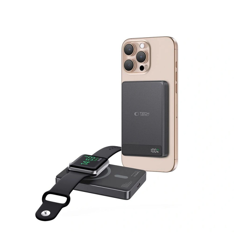Batería externa Tech-Protect PB33 LifeMag MagSafe 5000 mAh, 15 W, negra