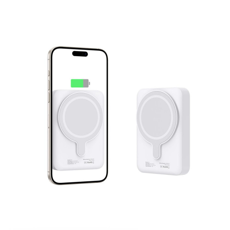 Batería externa Tech-Protect PB11 LifeMag MagSafe 10000 mAh, 15 W, Blanca