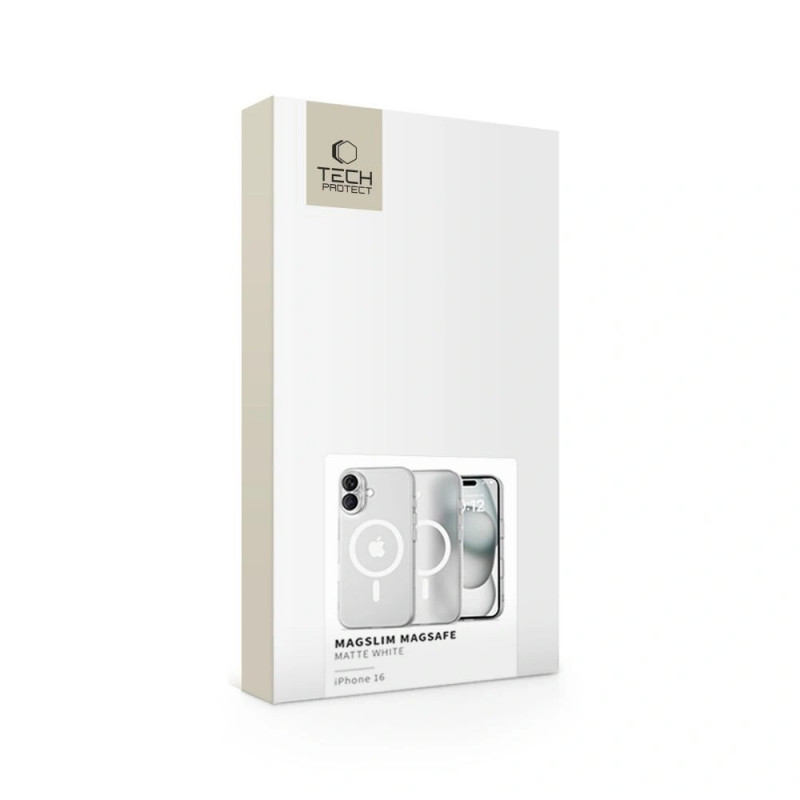 Funda Tech-Protect MagSlim MagSafe para Apple iPhone 16, Mate/Blanco