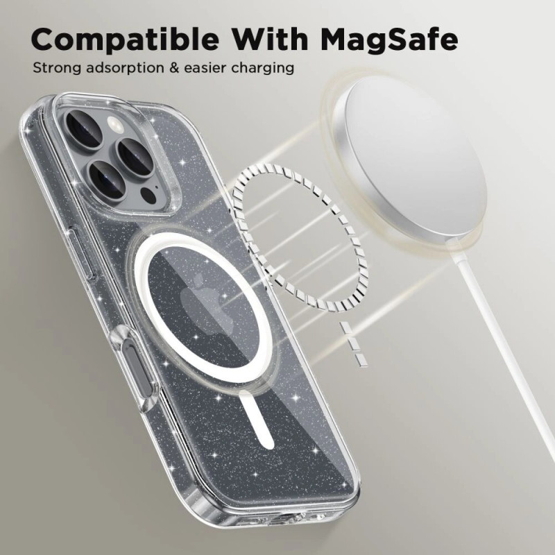 Funda Tech-Protect Flexair Hybrid MagSafe para Apple iPhone 16 Pro Max, Glitter
