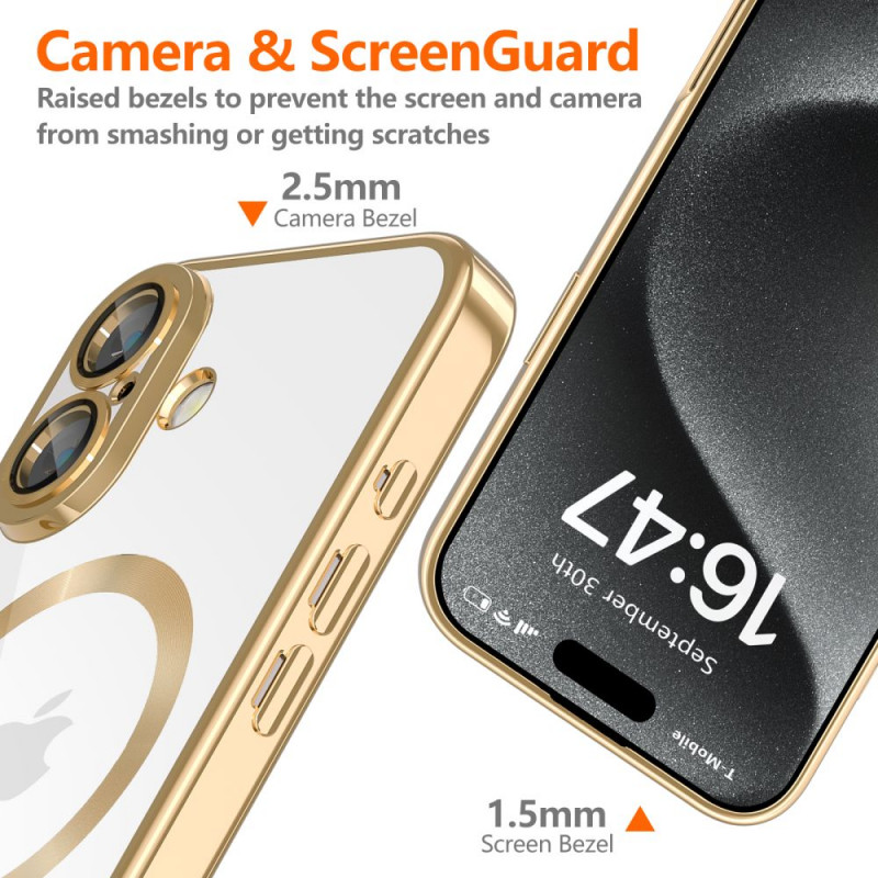 Funda MagSafe MagFlex Tech-Protect para Apple iPhone 16, dorado brillante