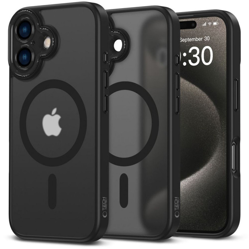 Funda MagSafe Tech-Protect MagCam para Apple iPhone 16, negro mate
