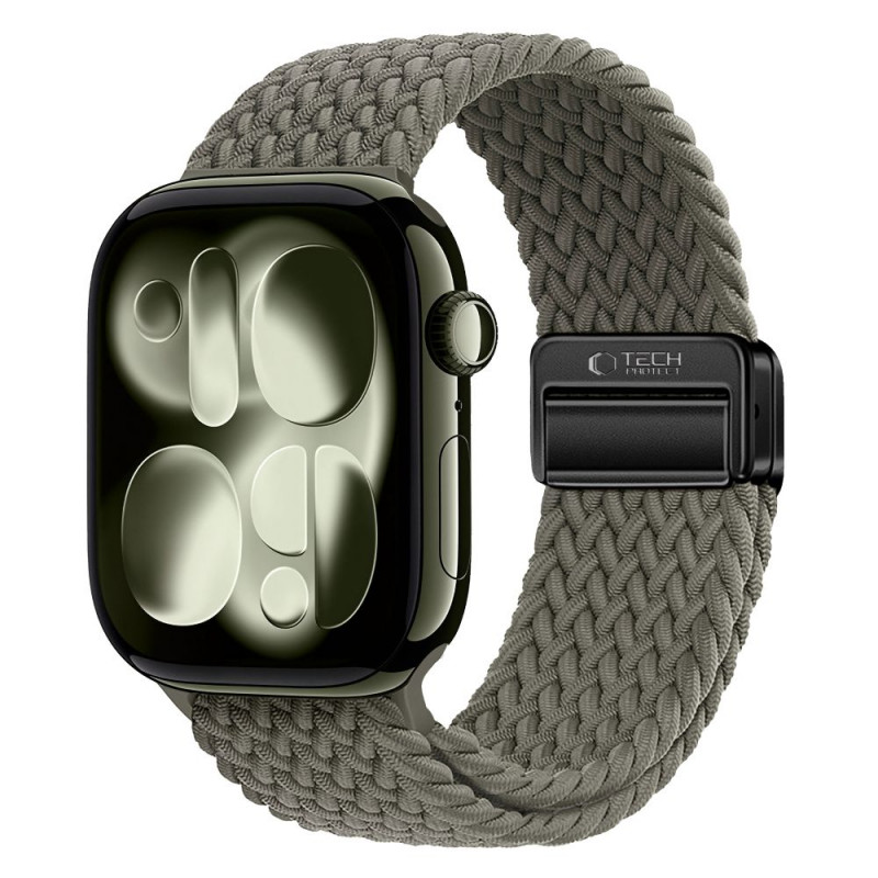Correa Tech-Protect Nylonmag para Apple Watch 4/5/6/7/8/9/SE/Ultra 1/2, 42/44/45/49 mm, gris oliva