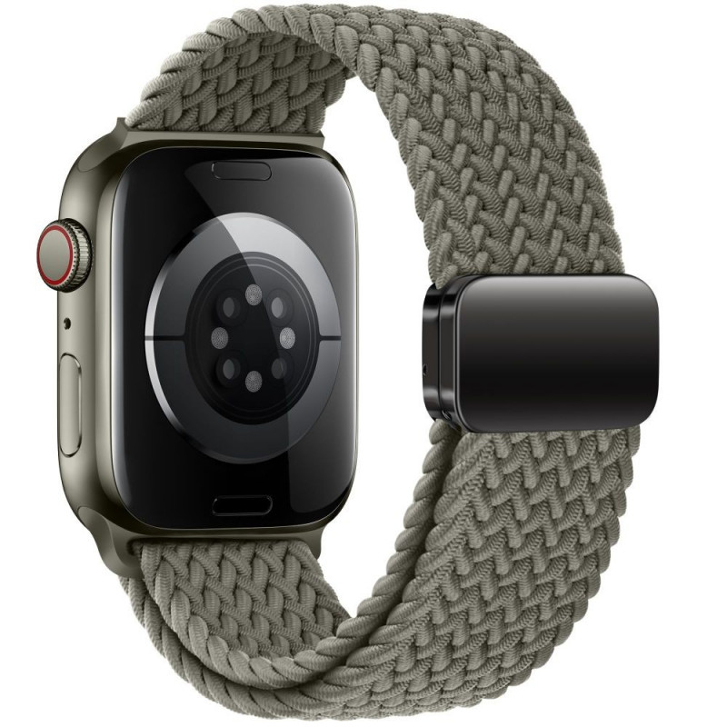 Correa Tech-Protect Nylonmag para Apple Watch 4/5/6/7/8/9/SE/Ultra 1/2, 42/44/45/49 mm, gris oliva