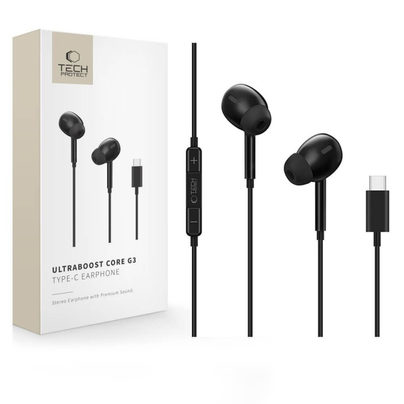 Auriculares con cable Tech-Protect Ultraboost Core G3 USB-C, negros