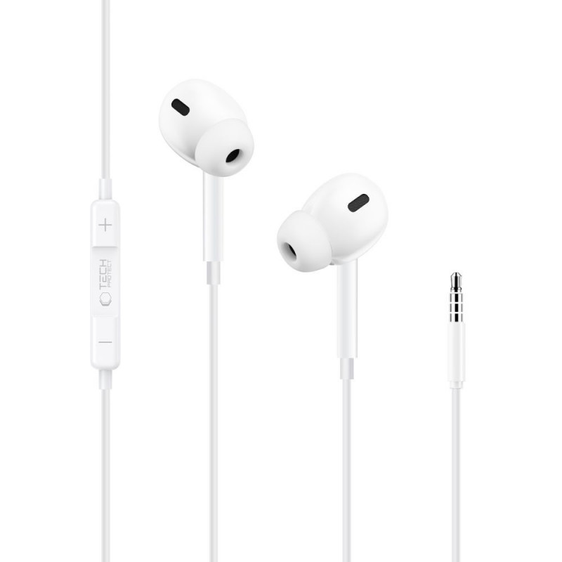 Auriculares con cable Tech-Protect Ultraboost Core G3 Mini Jack 3.5 mm, blancos