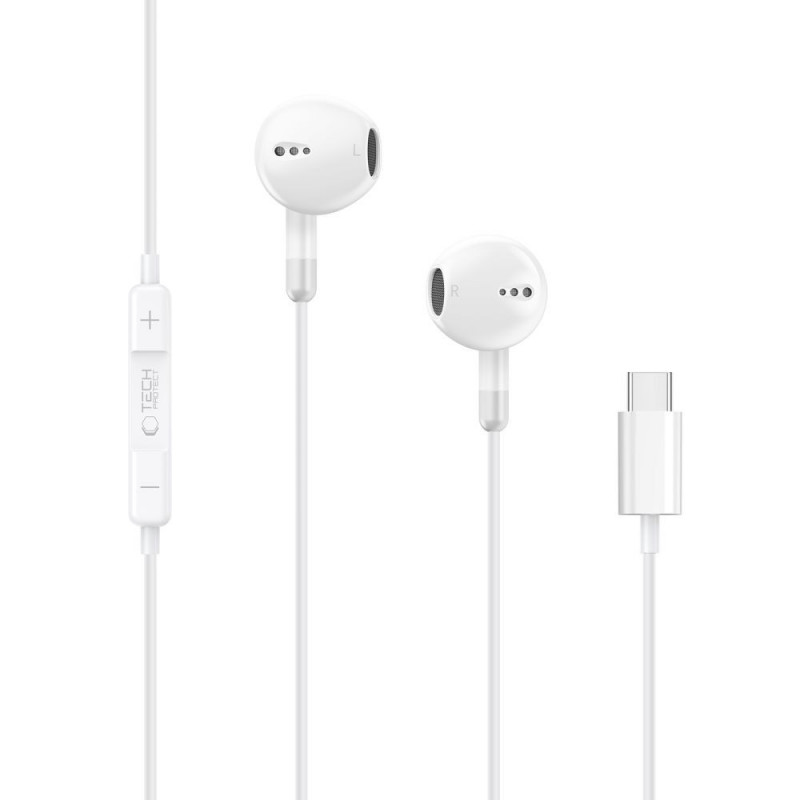 Auriculares con cable Tech-Protect Ultraboost Core G4 USB-C, blancos