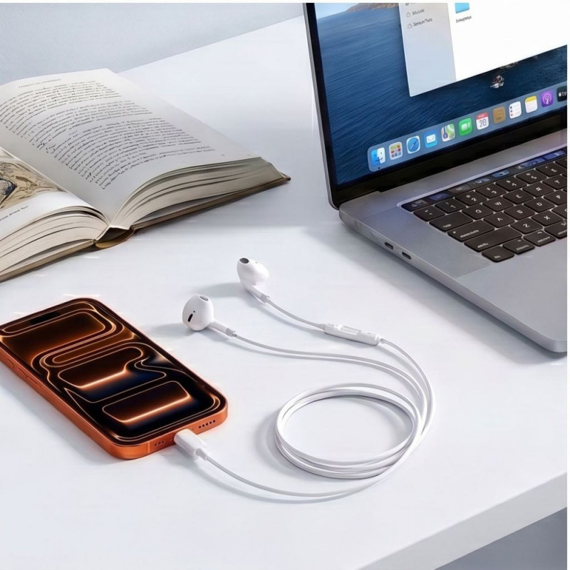 Auriculares con cable Tech-Protect Ultraboost Core G4 USB-C, blancos