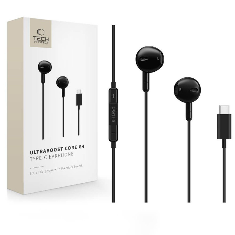 Auriculares con cable Tech-Protect Ultraboost Core G4 USB-C, negros