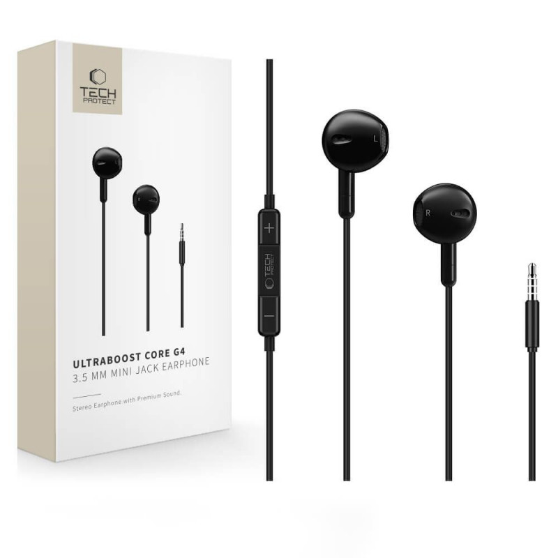 Auriculares con cable Tech-Protect Ultraboost Core G4 Mini Jack 3,5 mm, negros