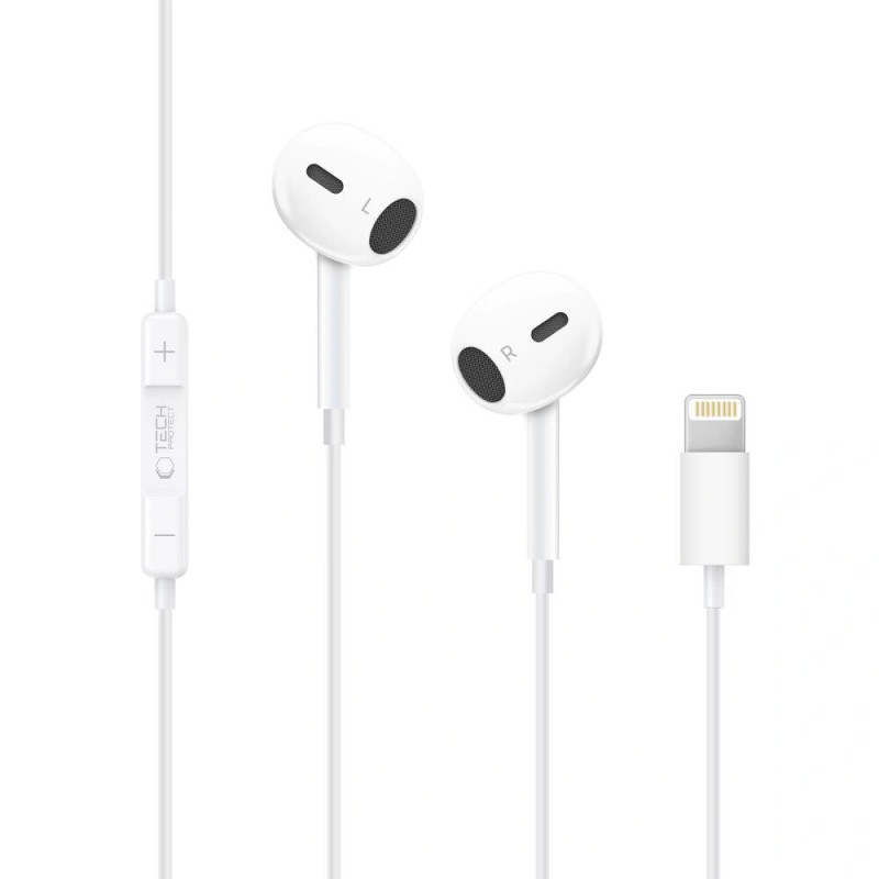 Auriculares con cable Tech-Protect Ultraboost Core G2 Lightning, blancos (THP4681)