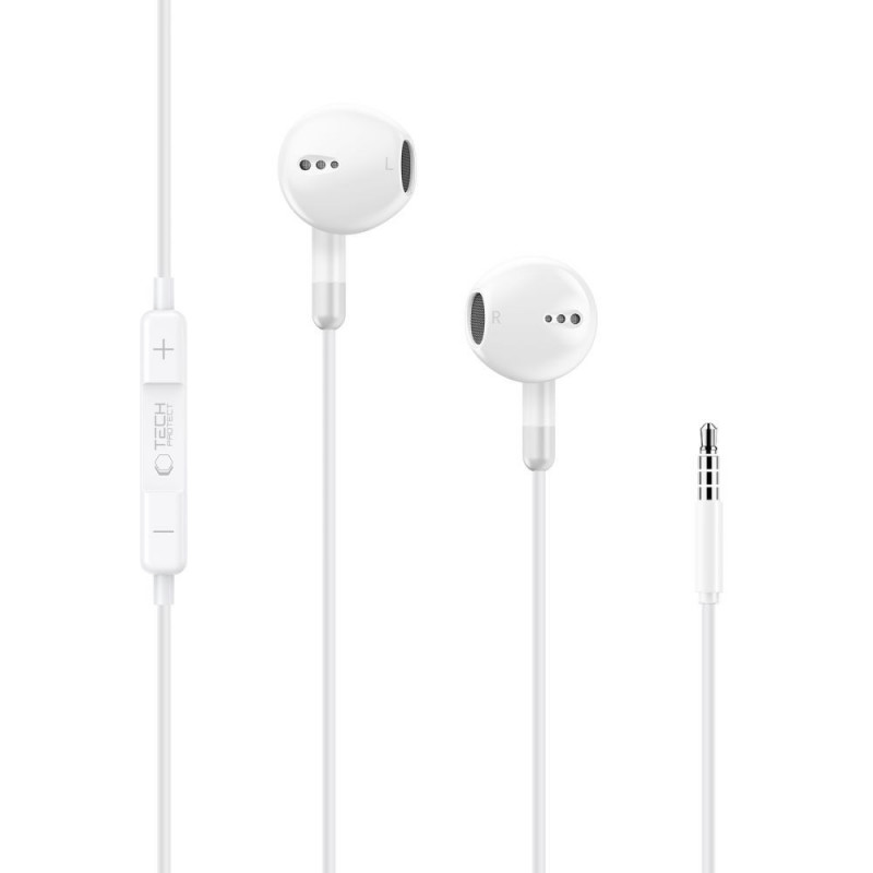Auriculares con cable Tech-Protect Ultraboost Core G4 Mini Jack 3,5 mm, blancos (THP5619)