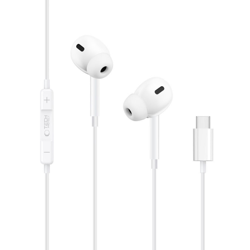 Auriculares con cable Tech-Protect Ultraboost Core G3 USB-C, blancos