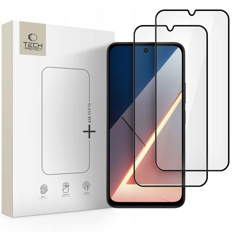 Tech-Protect Glass Fit+ Vidrio Templado para Xiaomi Poco M7, Negro (2 uds)