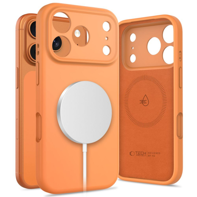 Funda Tech-Protect Silicone MagSafe para Apple iPhone 17 Pro Max, naranja cósmico