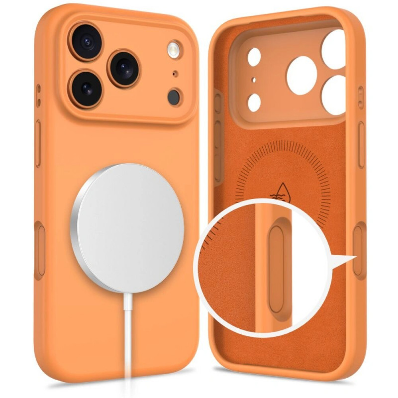 Funda Tech-Protect Silicone MagSafe para Apple iPhone 17 Pro Max, naranja cósmico
