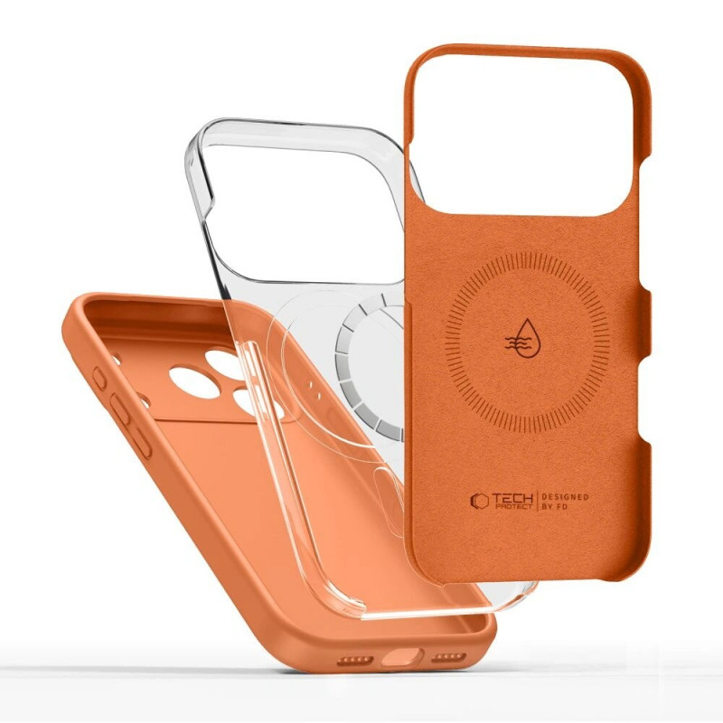 Funda Tech-Protect Silicone MagSafe para Apple iPhone 17 Pro Max, naranja cósmico