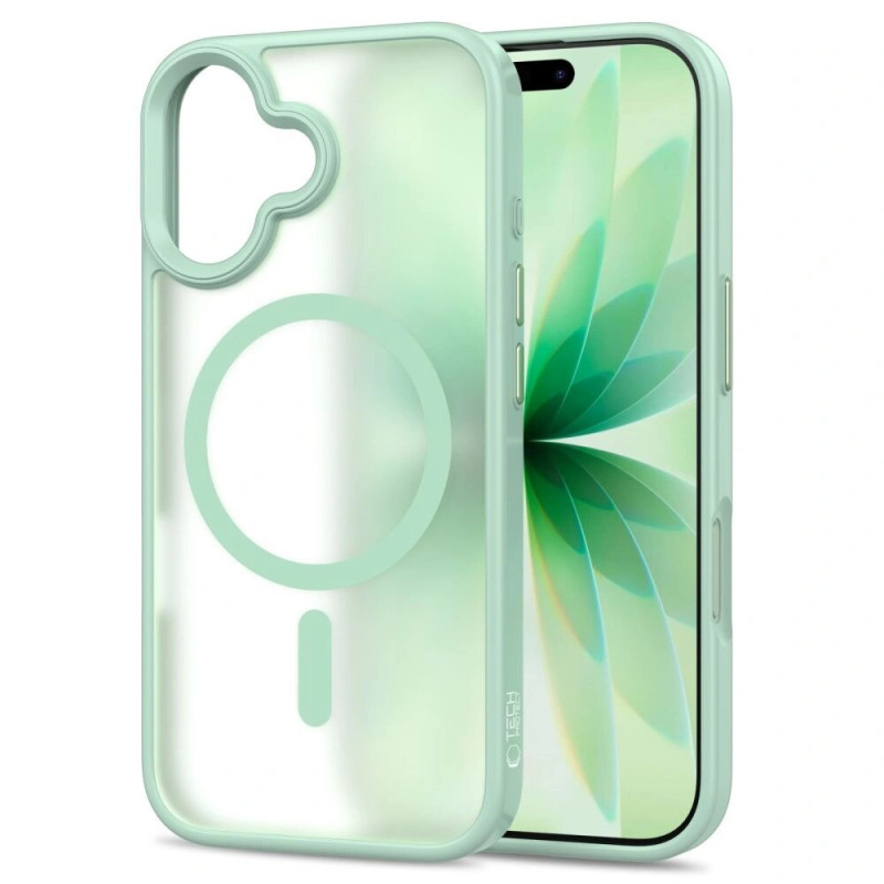 Funda MagSafe Tech-Protect MagMat para Apple iPhone 17, verde salvia mate