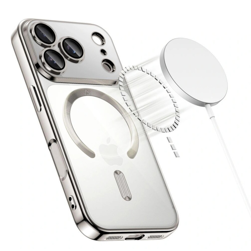 Funda MagFlex MagSafe Tech-Protect para Apple iPhone 17 Pro, plata brillante
