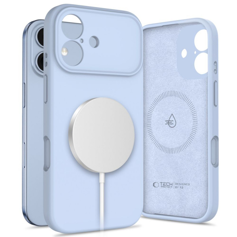 Funda Tech-Protect Silicone MagSafe para Apple iPhone 17, azul niebla
