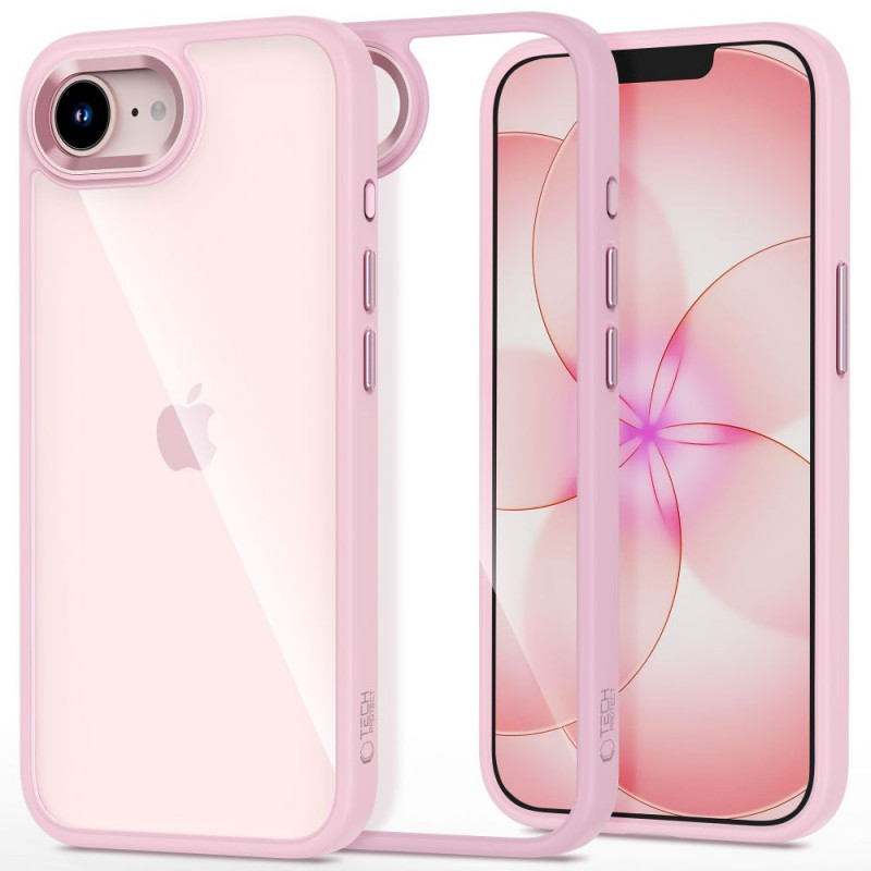 Funda Tech-Protect Magmat para Apple iPhone 16e / 17e, rosa suave/transparente