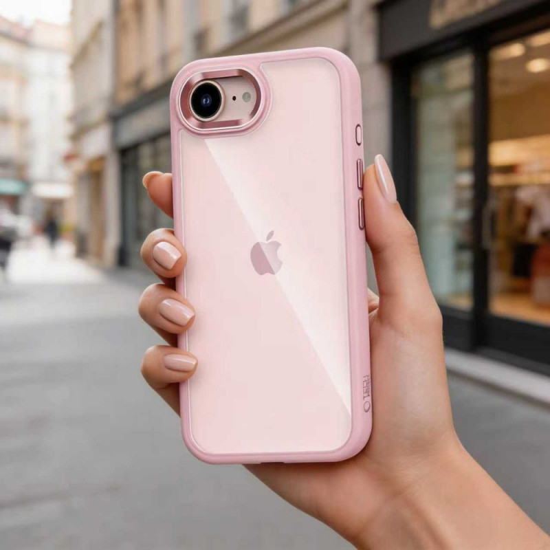 Funda Tech-Protect Magmat para Apple iPhone 16e / 17e, rosa suave/transparente
