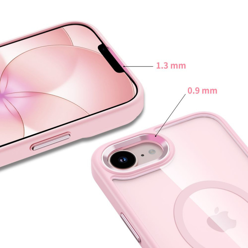 Funda MagSafe Tech-Protect Magmat para Apple iPhone 16e / 17e, rosa suave/transparente