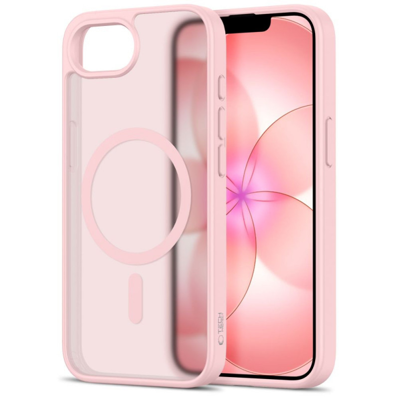 Funda MagSafe Tech-Protect BasicMag para Apple iPhone 16e / 17e, rosa suave mate