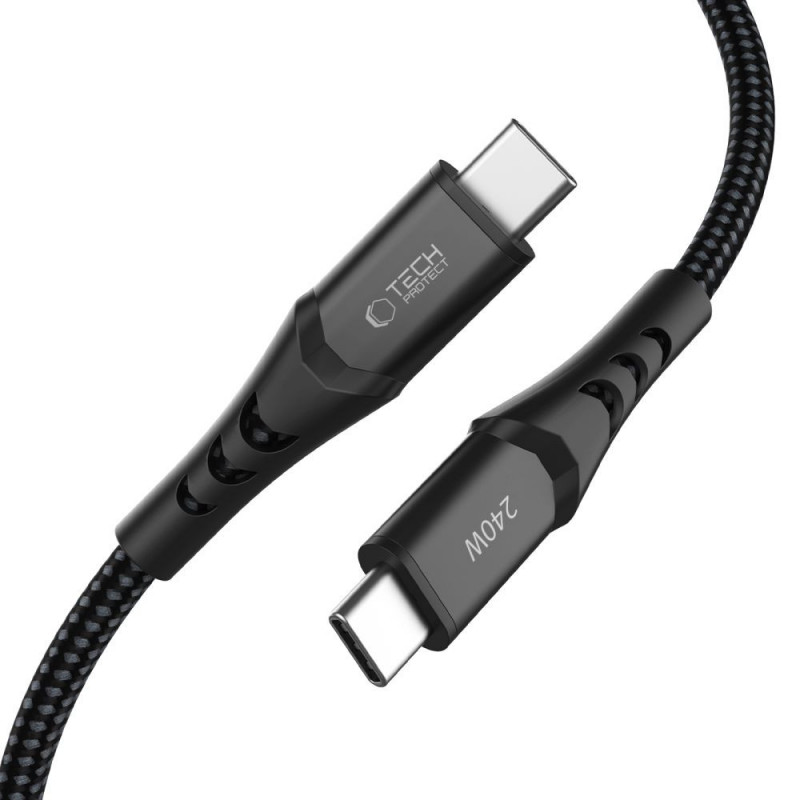 Cable USB-C a USB-C Tech-Protect Ultraboost UB11T PD 240W, 100 cm, Negro