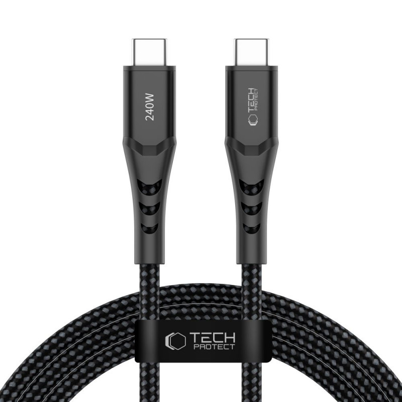 Cable USB-C a USB-C Tech-Protect Ultraboost UB11T PD 240W, 200 cm, negro