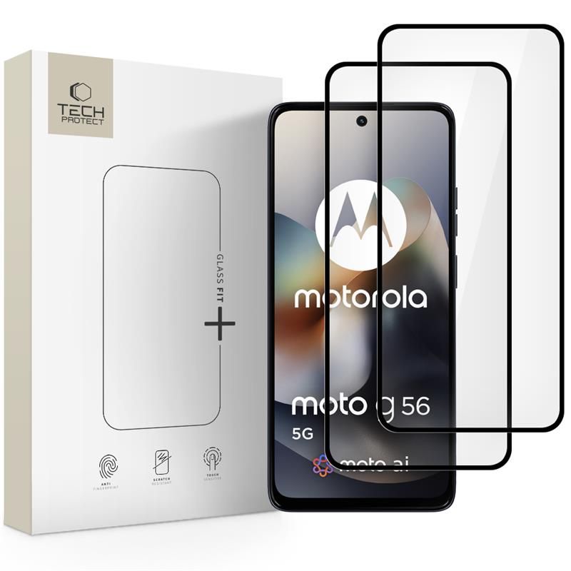 Tech-Protect Glass Fit+ Vidrio Templado para Motorola Moto G56 5G (2 uds.), Negro
