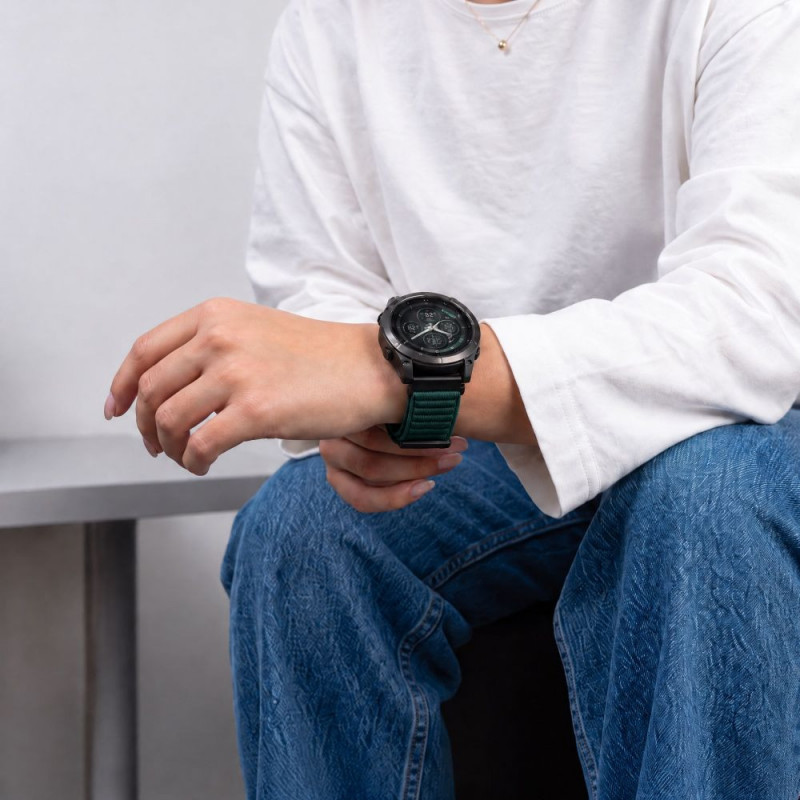 Correa de reloj Tech-Protect NylonLoop para Garmin Fenix 5X / 5X Plus / 6X / 6X Pro / 7X / 8 / 8 Pro / 9 / 9 Pro (51 mm), verde militar