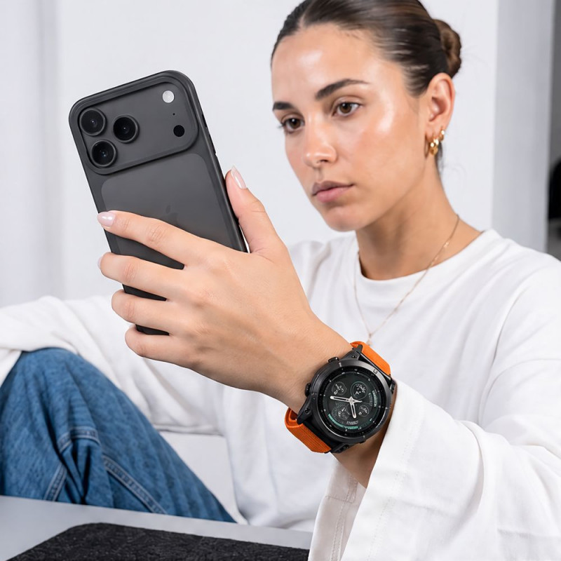 Correa de reloj Tech-Protect NylonLoop para Garmin Fenix 5X / 5X Plus / 6X / 6X Pro / 7X / 8 / 8 Pro / 9 / 9 Pro (51 mm), naranja señal