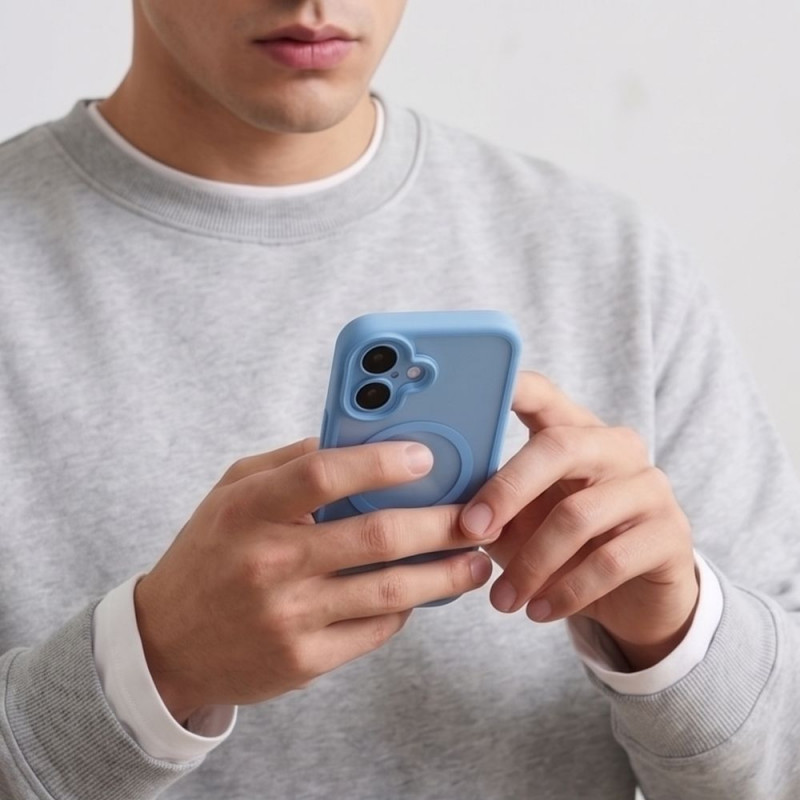 Funda Tech-Protect MagPeak MagSafe CC para Apple iPhone 17, azul niebla mate
