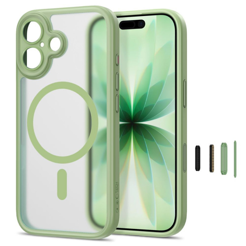 Funda Tech-Protect MagPeak MagSafe CC para Apple iPhone 17, verde salvia mate